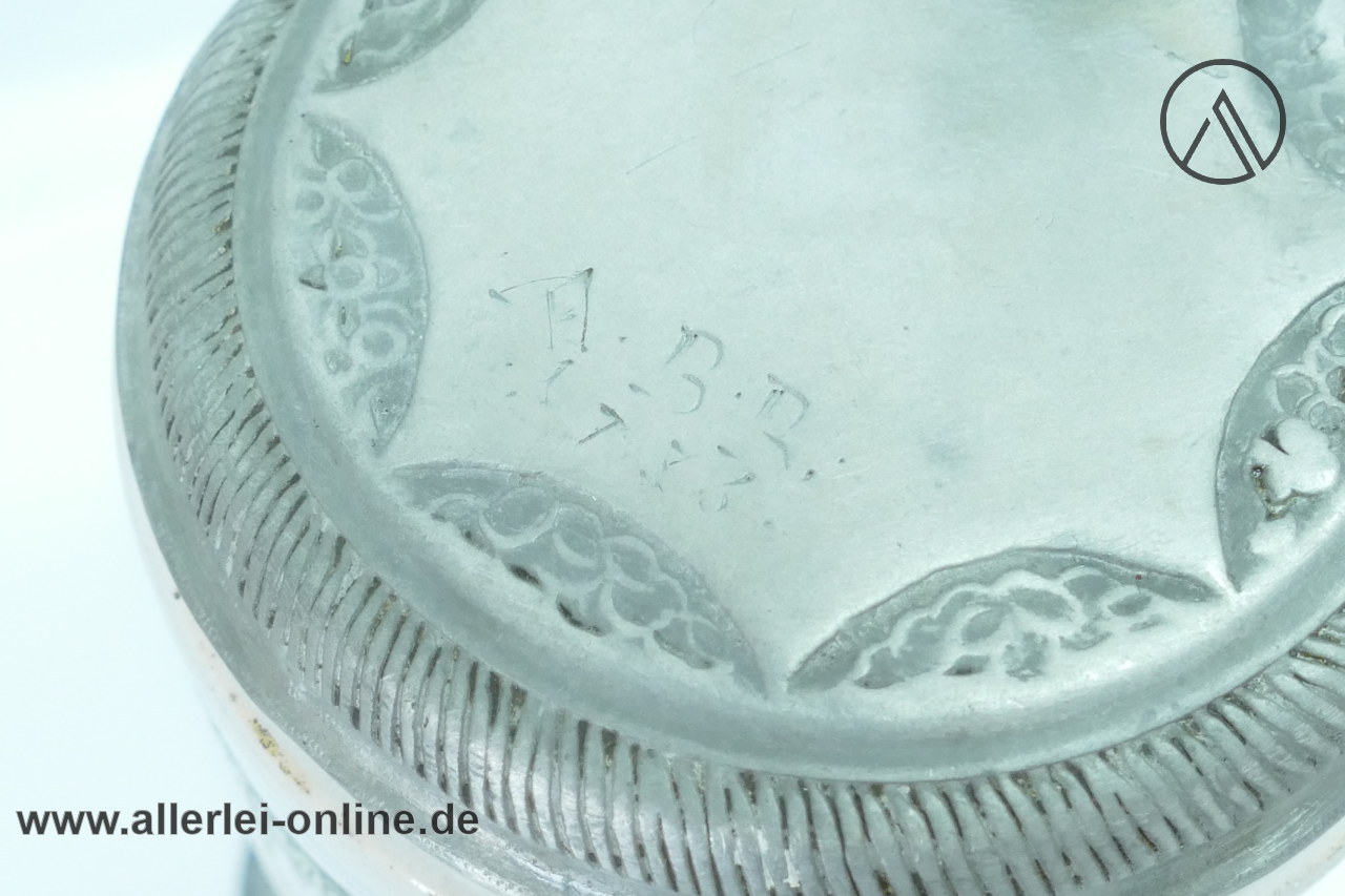 Fayence Krug Walzenkrug Erfurt | Salzglasiert | Handbemalt - Zinndeckel Sig. ABB 1733 Fayence Krug Walzenkrug Erfurt | Salzglasiert | Handbemalt - Zinndeckel Sig. ABB 1733