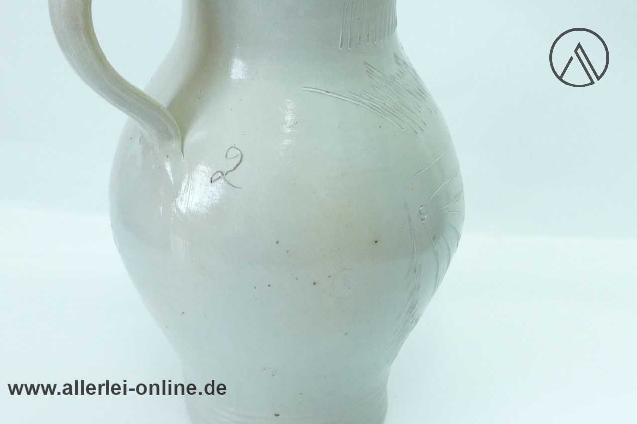 Birnkrug Steingut Humpen um 1850 | Salzglasur Mostkrug - Bembel mit Zinndeckel geritzt 2 Birnkrug Steingut Humpen um 1850 | Salzglasur Mostkrug - Bembel mit Zinndeckel geritzt 2