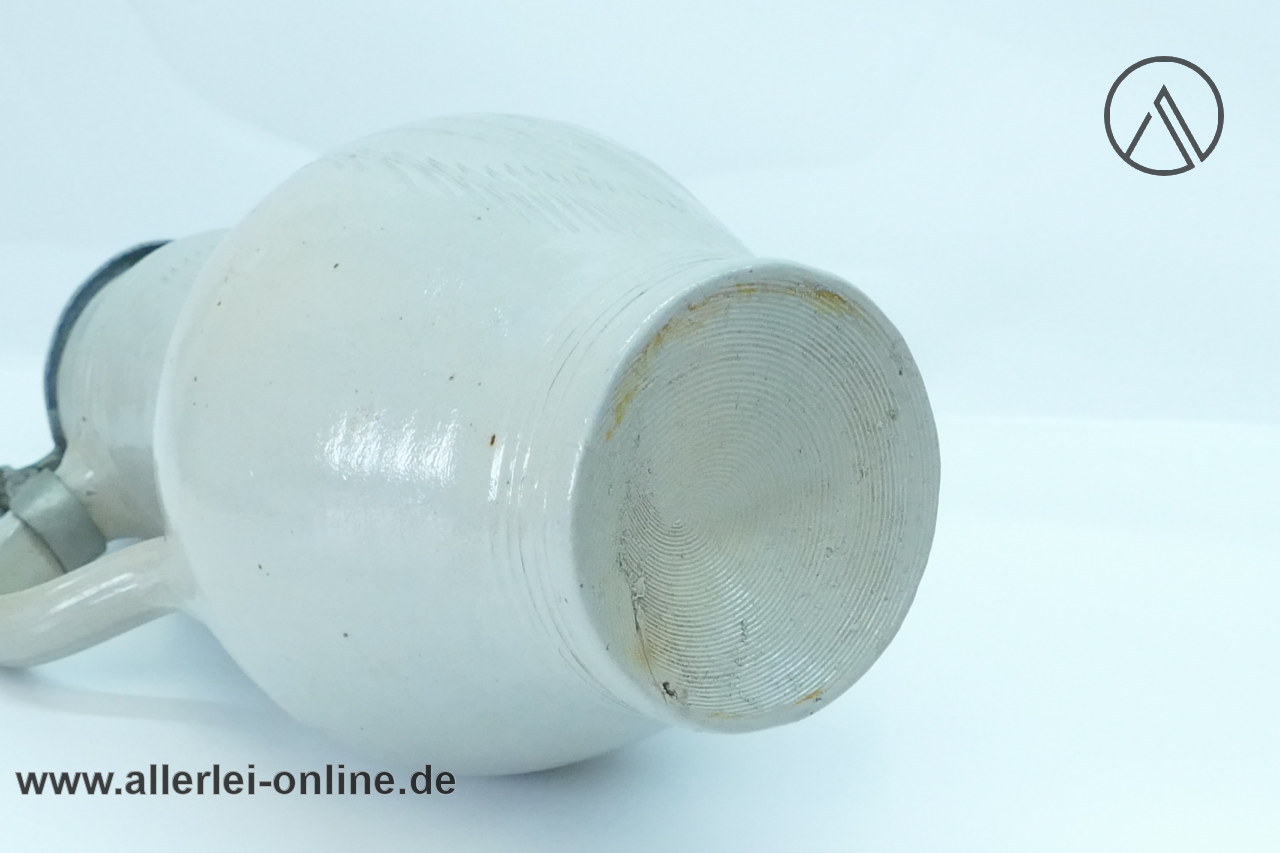 Birnkrug Steingut Humpen um 1850 | Salzglasur Mostkrug mit Zinndeckel 3 Birnkrug Steingut Humpen um 1850 | Salzglasur Mostkrug mit Zinndeckel 3