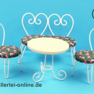 Bodo Hennig Miniatur-Gartensitzgruppe | Puppenstube Puppenhaus | Puppenstubenmöbel 60er -70er Jahre