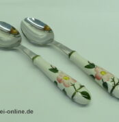 Villeroy & Boch Wildrose 2 x Löffel mit Porzellangriffen im zarten Blumen-Dekor