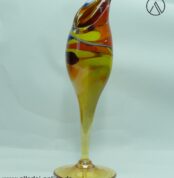 Skulpturale Studioglas-Vase | Signiert Peter Kaspar 1990 | Wirbelmuster Swirl-Optik Glas - 38,5 cm