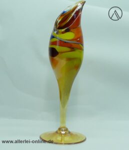 Skulpturale Studioglas-Vase | Signiert Peter Kaspar 1990 | Wirbelmuster Swirl-Optik Glas - 38,5 cm