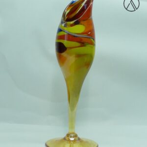 Skulpturale Studioglas-Vase | Signiert Peter Kaspar 1990 | Wirbelmuster Swirl-Optik Glas - 38,5 cm