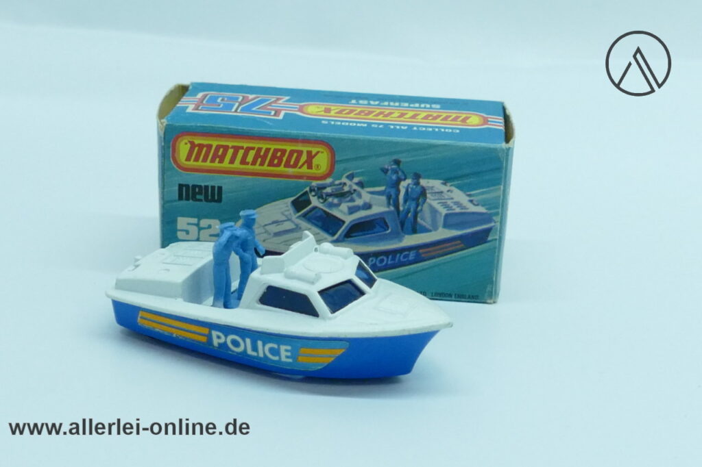 Matchbox Superfast No. 52 | POLICE LAUNCH mit OVP | Version ohne Horn / Signalhorn auf der Kabine