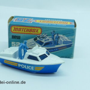 Matchbox Superfast No. 52 | POLICE LAUNCH mit OVP | Version ohne Horn / Signalhorn auf der Kabine