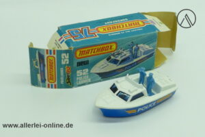 Matchbox Superfast No. 52 | POLICE LAUNCH mit BOX | Version ohne Horn auf der Kabine