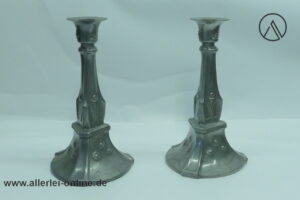 Antike Kayserzinn Kerzenhalter | Art Deco Kerzenleuchter Paar | Kerzenständer 620E / 622K