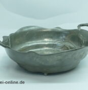 ORIVIT Zinn Schale | Jugendstil Zinn Henkel Schale mit Tulpen- Blatt Dekor