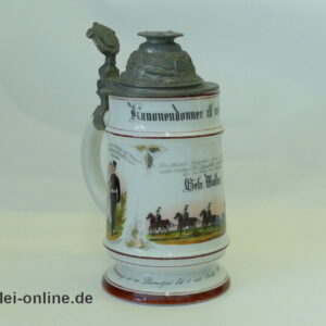 Bierkrug mit Zinndeckel | Feldartillerie-Regiment Nr. 15 Saarburg Reservistenkrug | Gefr.Walter 1894-97 | Porzellan Boden mit Lithophanie