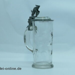 Studentika Bierkrug - Tübinger Igel Krug | Glaskrug mit Zinndeckel und Widmung