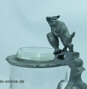 Studentika Bierseidel - Tübinger Igel Krug | Glaskrug mit Zinndeckel und Widmung