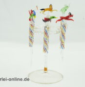 Bowle Cocktail Spieße | Gabeln Picker Ständer Glas Lauscha drehbar 6 Tierfiguren | Vintage Rockabilly 50-60er Jahre