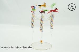 Bowle Cocktail Spieße | Gabeln Picker Ständer Glas Lauscha drehbar 6 Tierfiguren | Vintage Rockabilly 50-60er Jahre